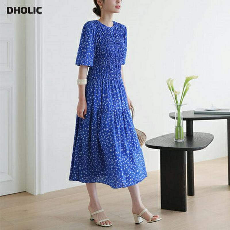 フローラルシャーリングワンピース・全2色・b62964 レディース【ops】【韓国 ファッション ワンピース ロング ロングワン