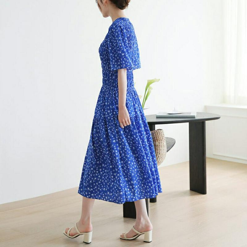 フローラルシャーリングワンピース・全2色・b62964 レディース【ops】【韓国 ファッション ワンピース ロング ロングワン