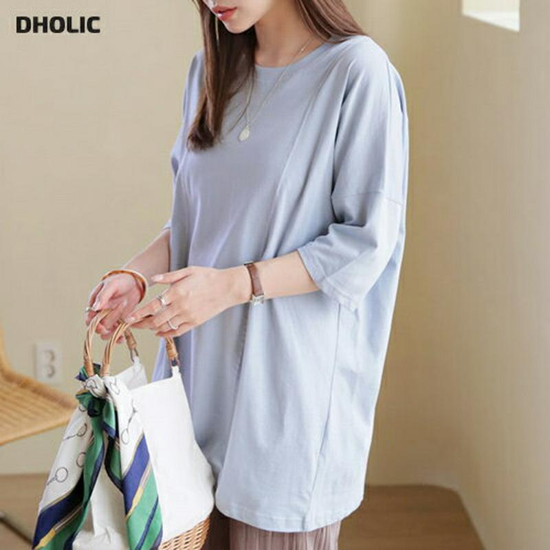 ルーズコットンTシャツ・全5色・b62953 レディース【tops】【韓国 ファッション トップス Tシャツ 七分丈 七分袖 7