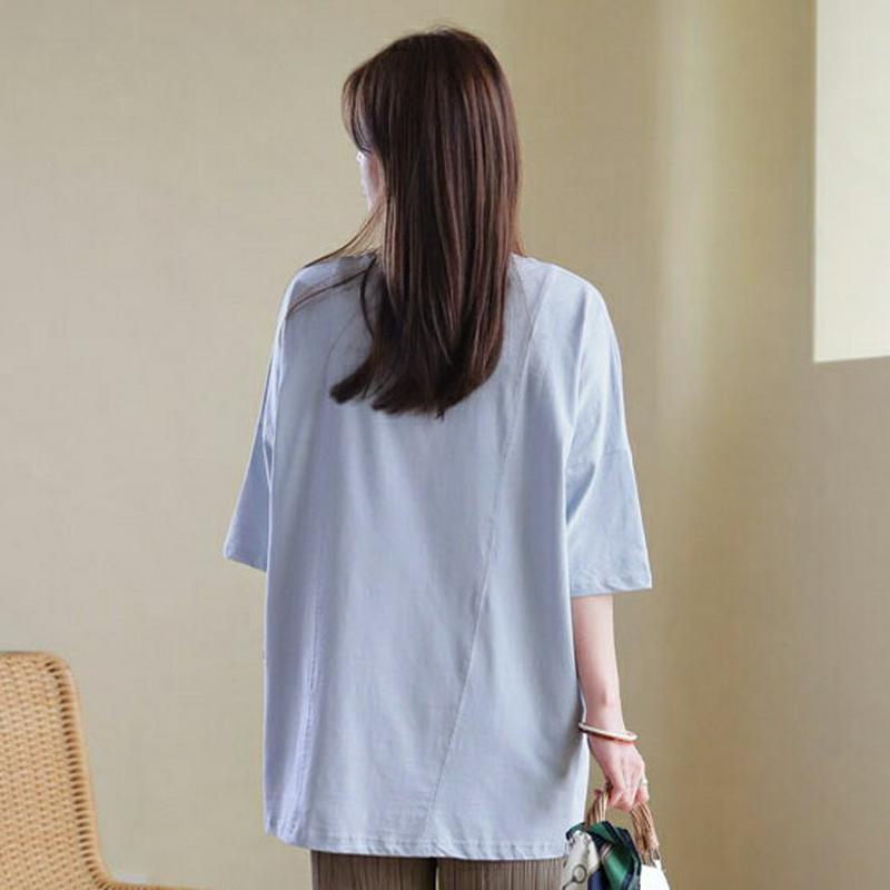 ルーズコットンTシャツ・全5色・b62953 レディース【tops】【韓国 ファッション トップス Tシャツ 七分丈 七分袖 7