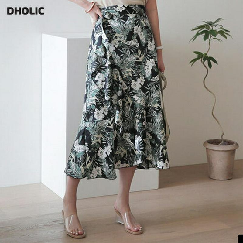 フローラルラッフルラップスカート・全2色・t62976 レディース【sk】【韓国 ファッション スカート ロング ロングスカート