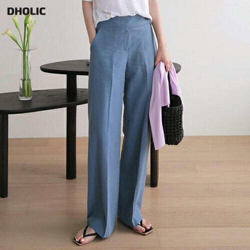 リネン混ボタンホックパンツ・全3色・t62971 レディース【pt】【韓国 ファッション パンツ ズボン ロングパンツ リネン 