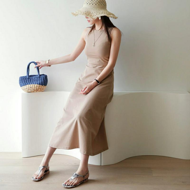 スリーブレスフレアワンピース・全4色・t62963 レディース【ops】【韓国 ファッション ワンピース ロング ロングワンピー