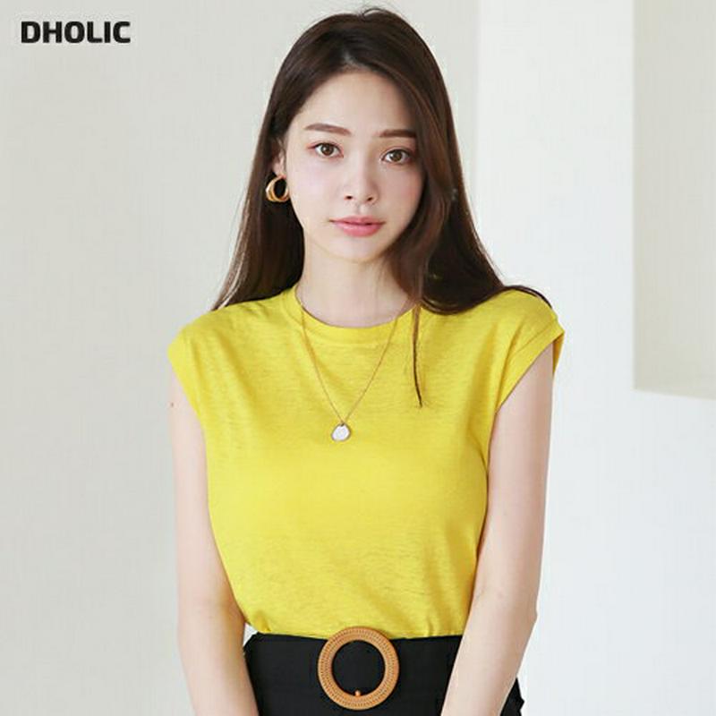 リネン混フレンチスリーブTシャツ・全4色・t62951 レディース【tops】【韓国 ファッション トップス Tシャツ フレンチ