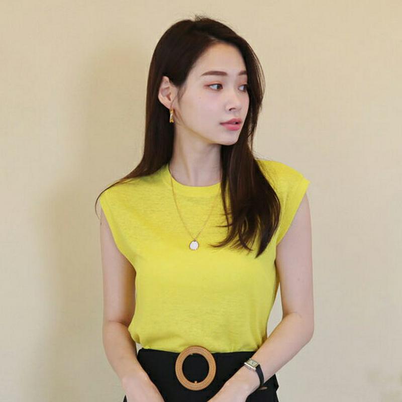 リネン混フレンチスリーブTシャツ・全4色・t62951 レディース【tops】【韓国 ファッション トップス Tシャツ フレンチ