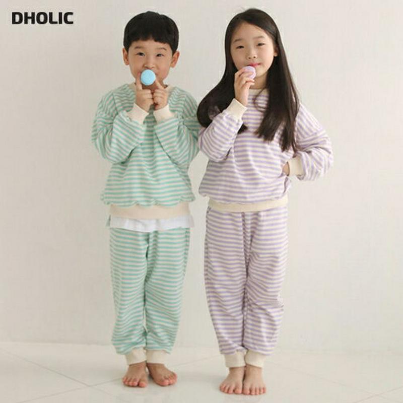 【新作10%OFF】ボーダースウェット上下SET・u04232・キッズ 【3~8才】【SET】【韓国 ファッション セットアップ