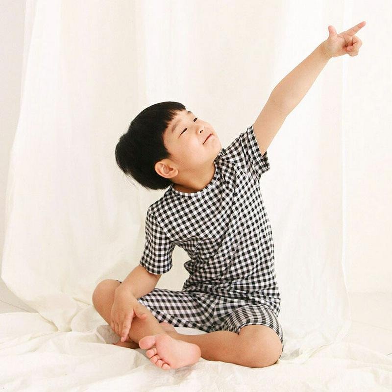 【新作10%OFF】ラウンドネックチェック上下SET・u04234・キッズ 【3~8才】【SET】【韓国 ファッション セットア