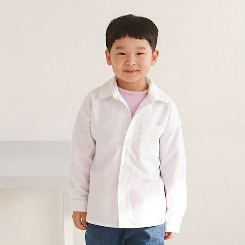 【新作10%OFF】ワンポケットコットンシャツ・u04252・キッズ 【3~8才】【bl】【韓国 ファッション トップス シャツ
