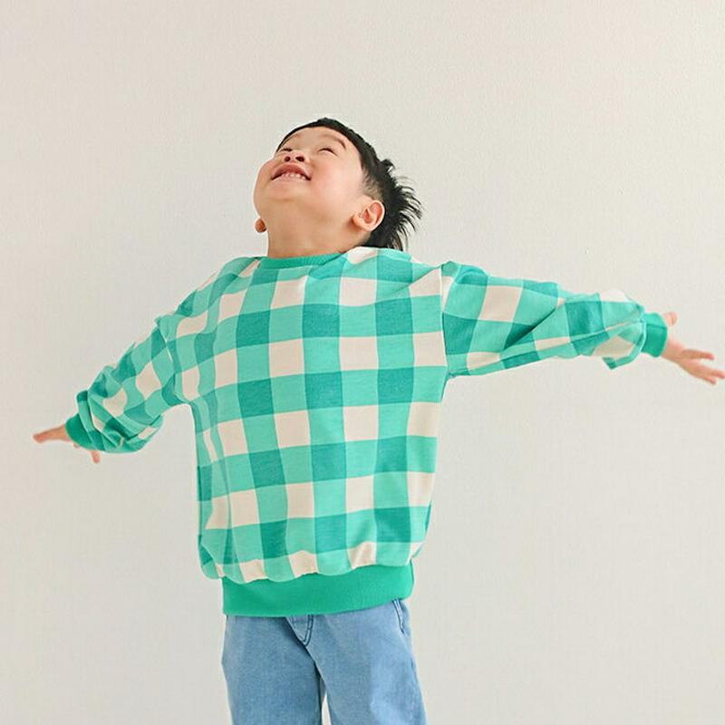 【新作10%OFF】チェック柄スウェット・u04257・キッズ 【3~8才】【tops】【韓国 ファッション トップス スウェッ