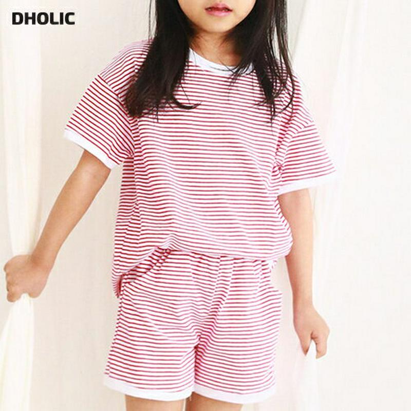 【新作10%OFF】ボーダー半袖Tシャツ&パンツSET・u04240・キッズ 【3~8才】【SET】【韓国 ファッション セット