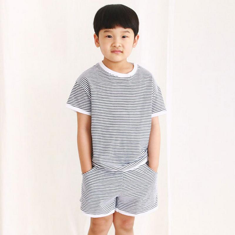 【新作10%OFF】ボーダー半袖Tシャツ&パンツSET・u04240・キッズ 【3~8才】【SET】【韓国 ファッション セット