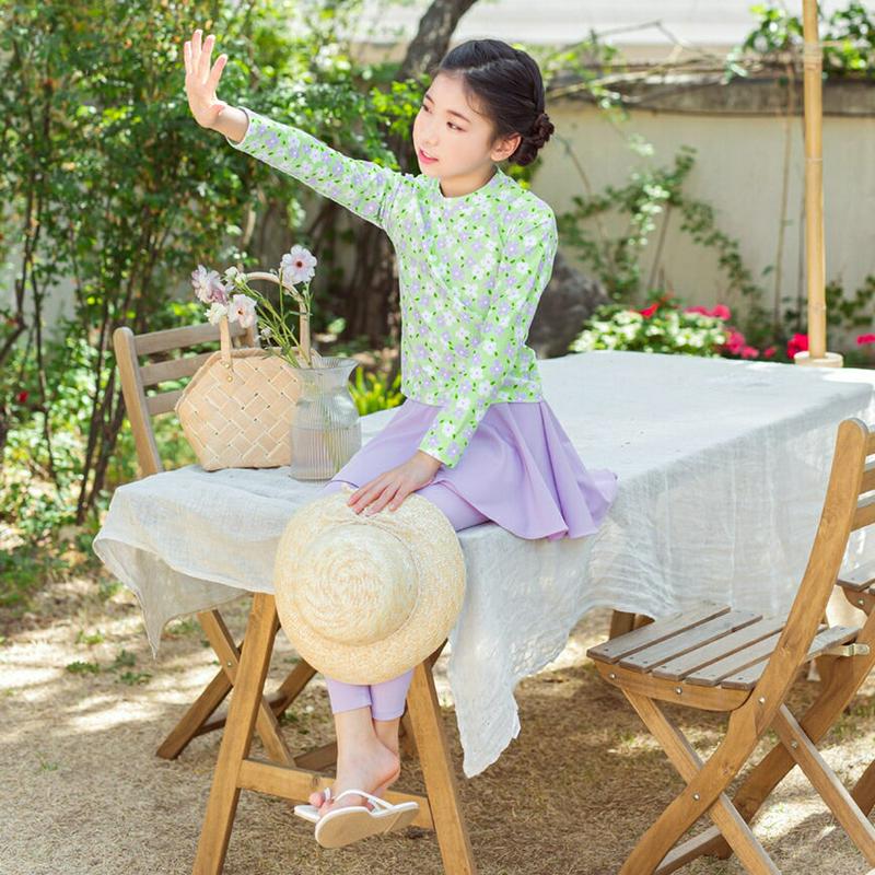 【新作10%OFF】花柄トップ水着SET・p002610・キッズ 【3~8才】【bw】【韓国 ファッション 水着 ラッシュガード