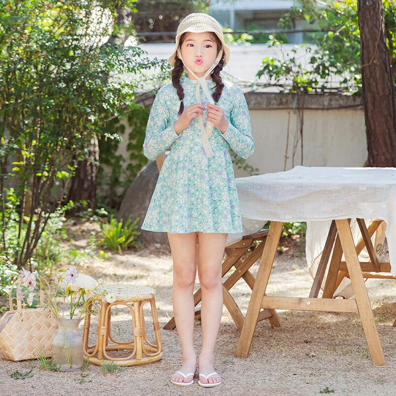 【新作10%OFF】花柄フレア水着SET・p002611・キッズ 【3~8才】【bw】【韓国 ファッション 水着 ラッシュガード