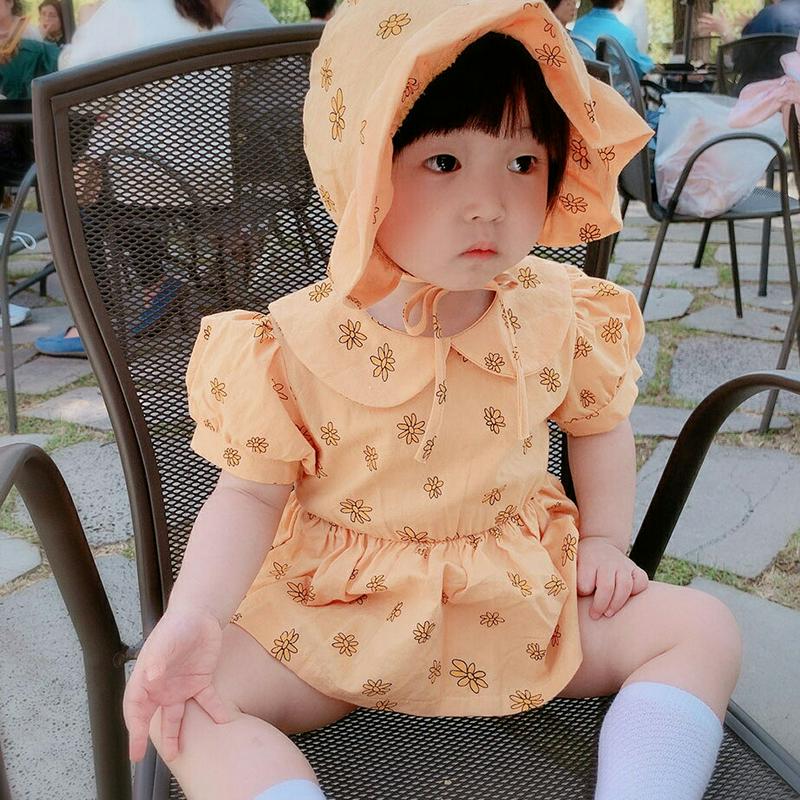 【只今10%OFF】フリル帽子付フラワーボディスーツワンピース・u04038 キッズ【0~2才】【bc】【ボディースーツ ボディ