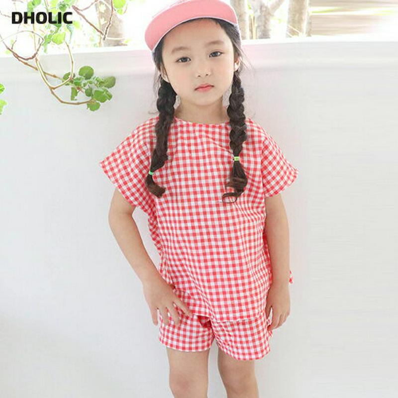 【只今10%OFF】チェック柄Tシャツ&パンツSET u03126・キッズ 【3~8才】【SET】【韓国 ファッション セットア