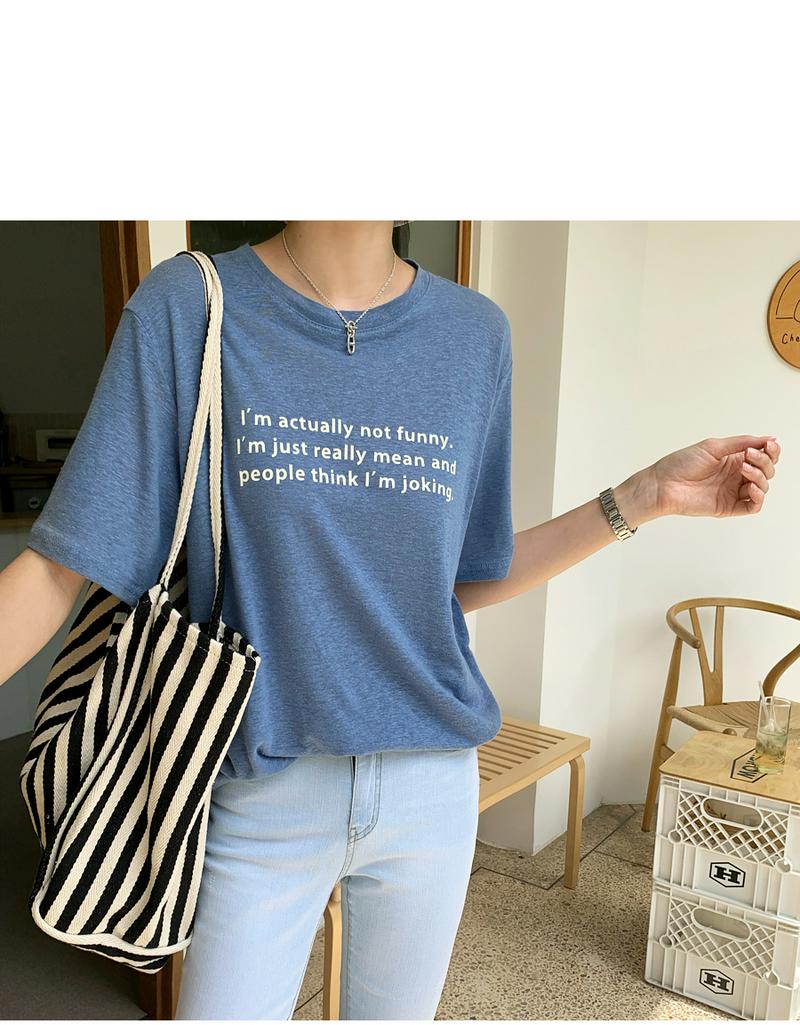 リネン混レタリングTシャツ