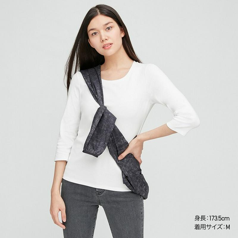 ストレッチコットンクルーネックT（7分袖）