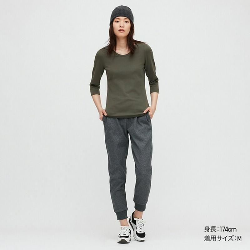 ストレッチコットンクルーネックT（7分袖）