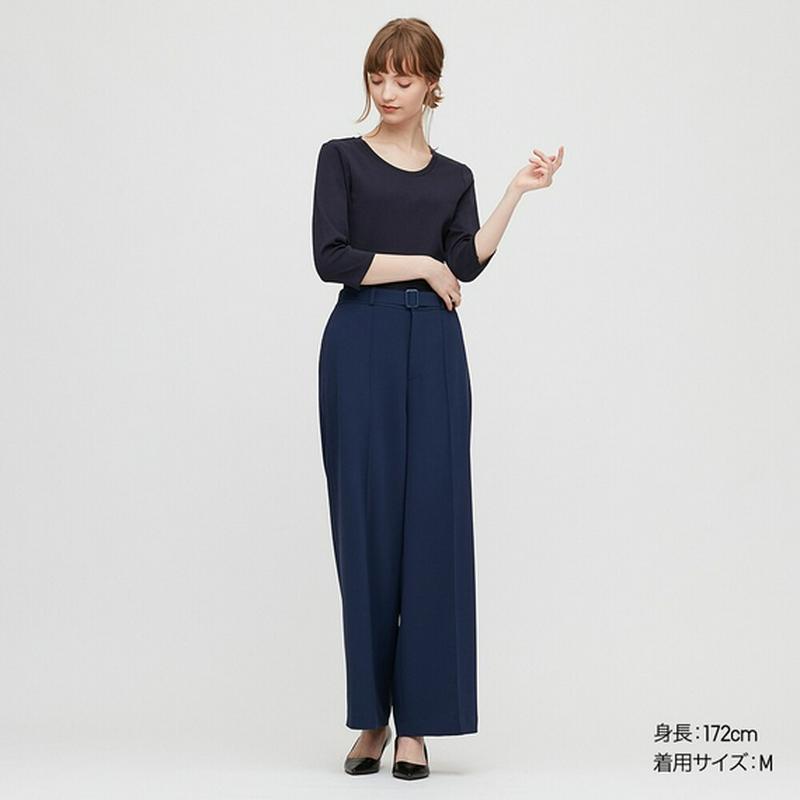 ストレッチコットンクルーネックT（7分袖）