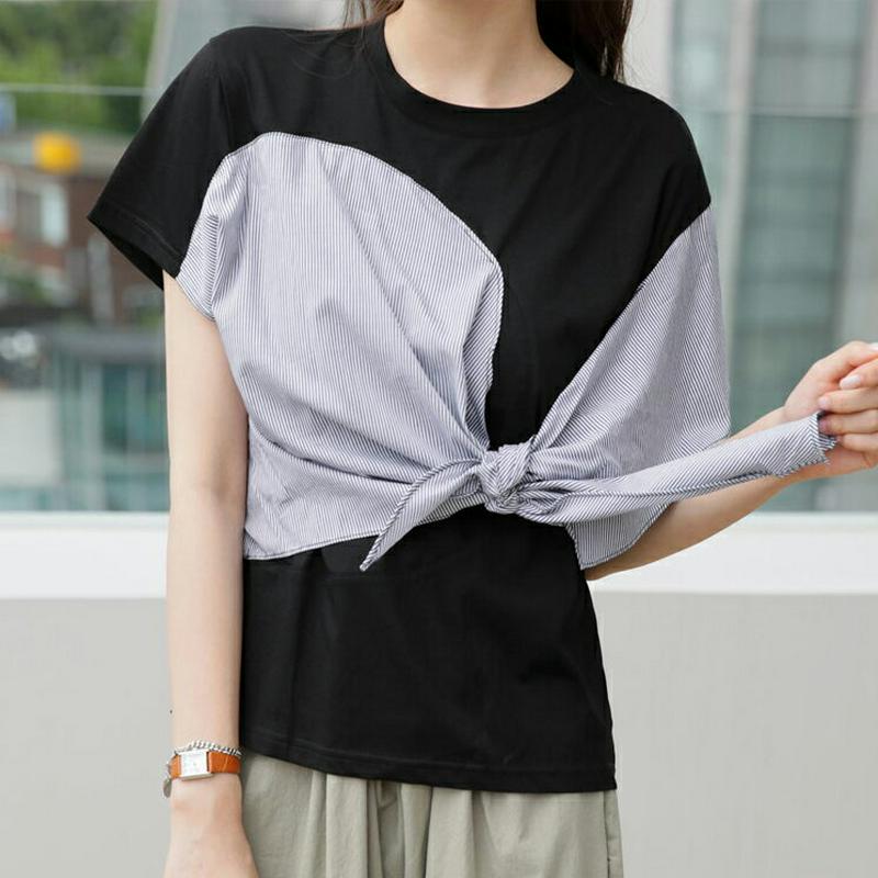 【新作10%OFF】タイポイントコントラストTシャツ・全2色・b63022 レディース【tops】【韓国 ファッション トップス