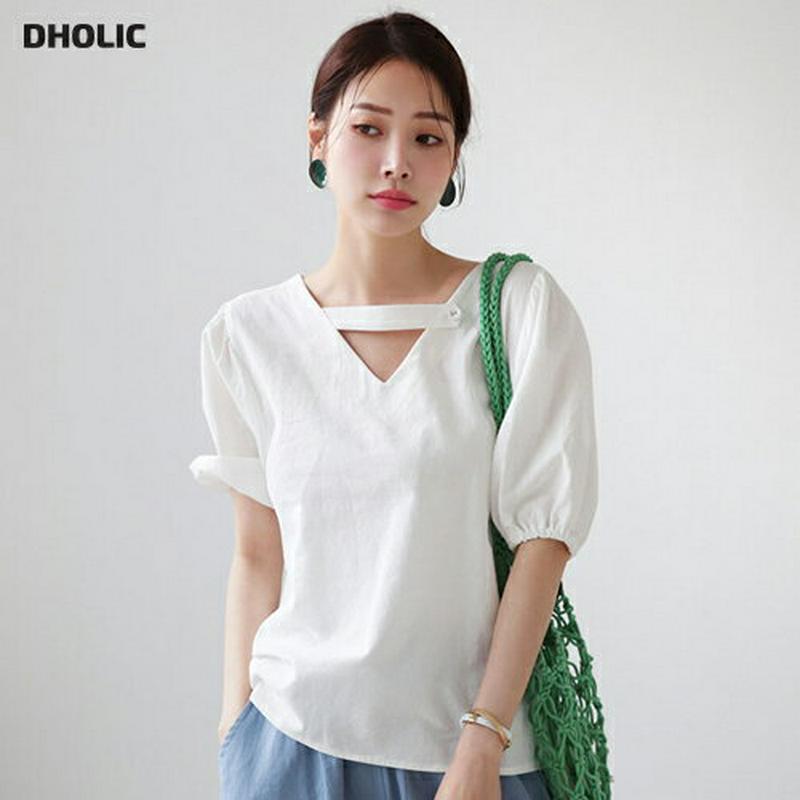 【新作10%OFF】2WAYボタンストラップブラウス・全2色・t63025 レディース【tops】【韓国 ファッション トップス