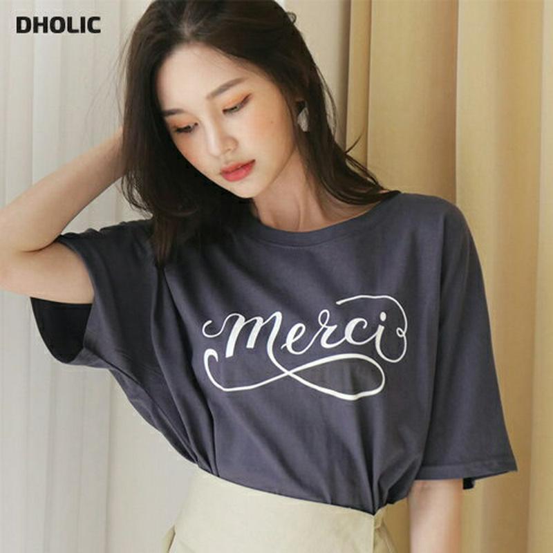 【新作10%OFF】merciプリントTシャツ・全4色・t60323 レディース【tops】【韓国 ファッション トップス Tシ