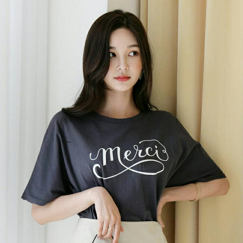 【新作10%OFF】merciプリントTシャツ・全4色・t60323 レディース【tops】【韓国 ファッション トップス Tシ
