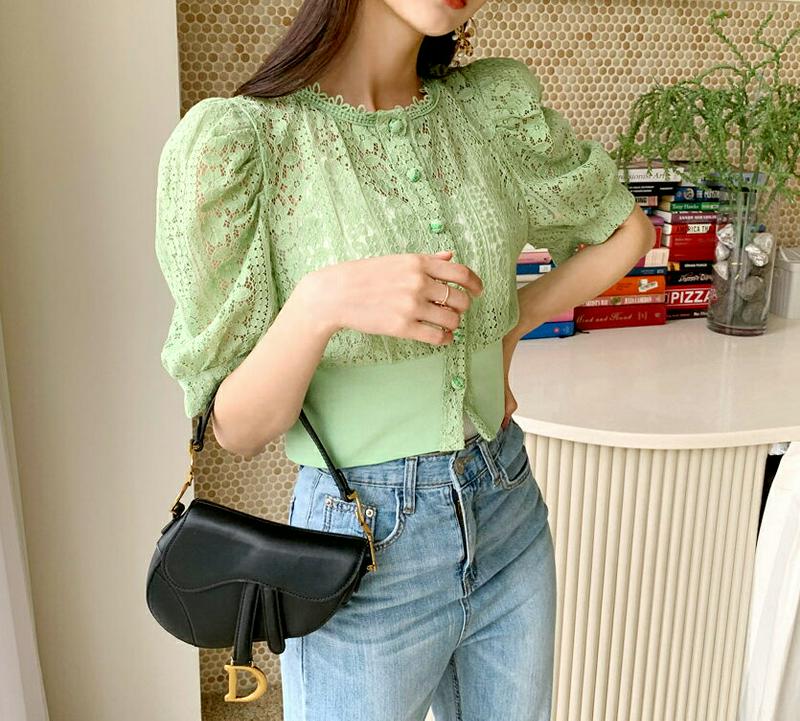 【新作10%OFF】2WAYレースブラウス・全3色・t60326 レディース【tops】【韓国 ファッション トップス ブラウス