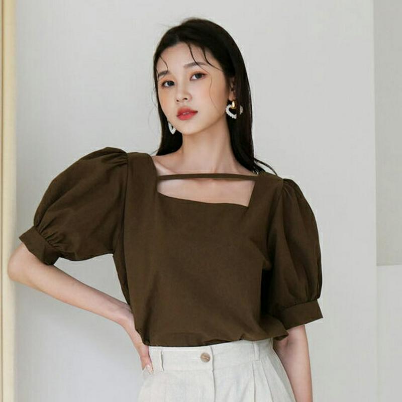 【新作10%OFF】2WAYストラップスクエアブラウス・全3色・b60327 レディース【bl】【韓国 ファッション トップス 