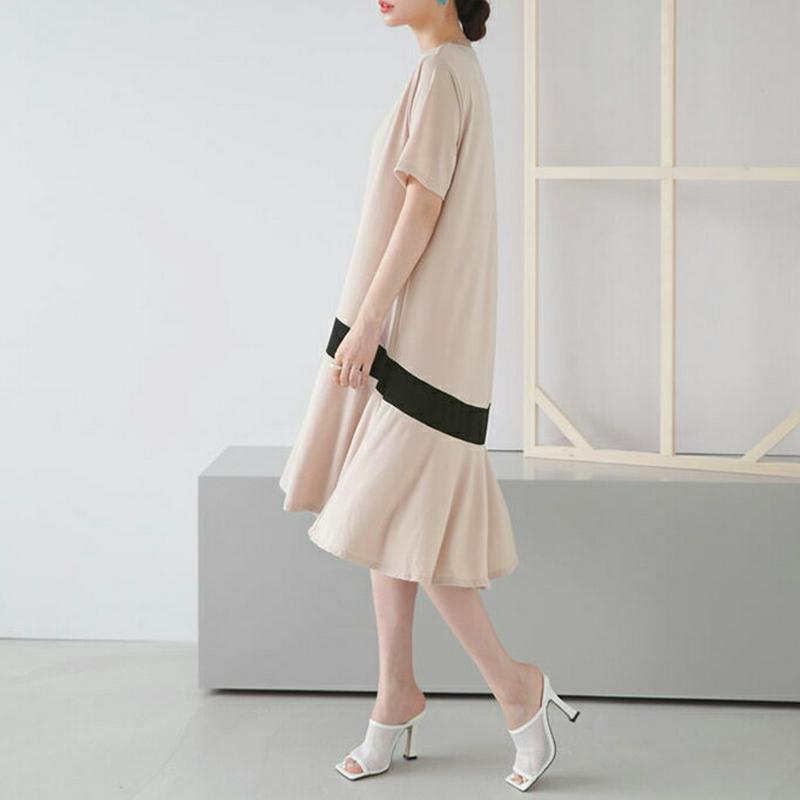 【新作10%OFF】配色ラインフレアヘムワンピース・全3色・b63038 レディース【ops】【韓国 ファッション ワンピース 