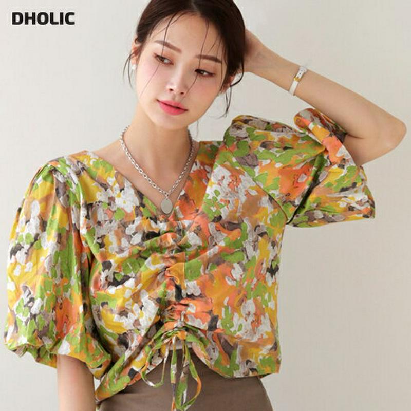 【新作10%OFF】2WAYフローラルパフブラウス・全2色・t63027 レディース【tops】【韓国 ファッション トップス 