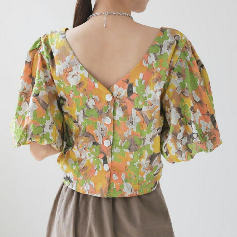 【新作10%OFF】2WAYフローラルパフブラウス・全2色・t63027 レディース【tops】【韓国 ファッション トップス 