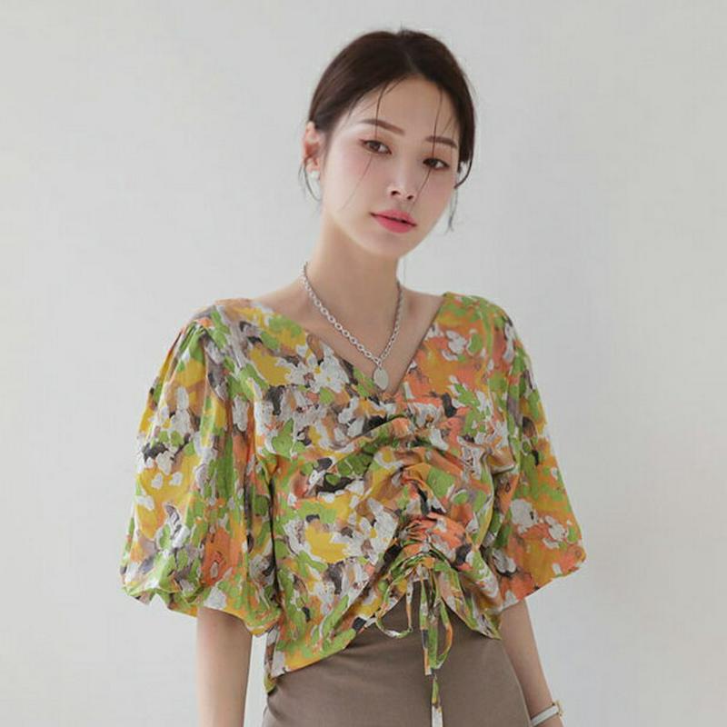 【新作10%OFF】2WAYフローラルパフブラウス・全2色・t63027 レディース【tops】【韓国 ファッション トップス 