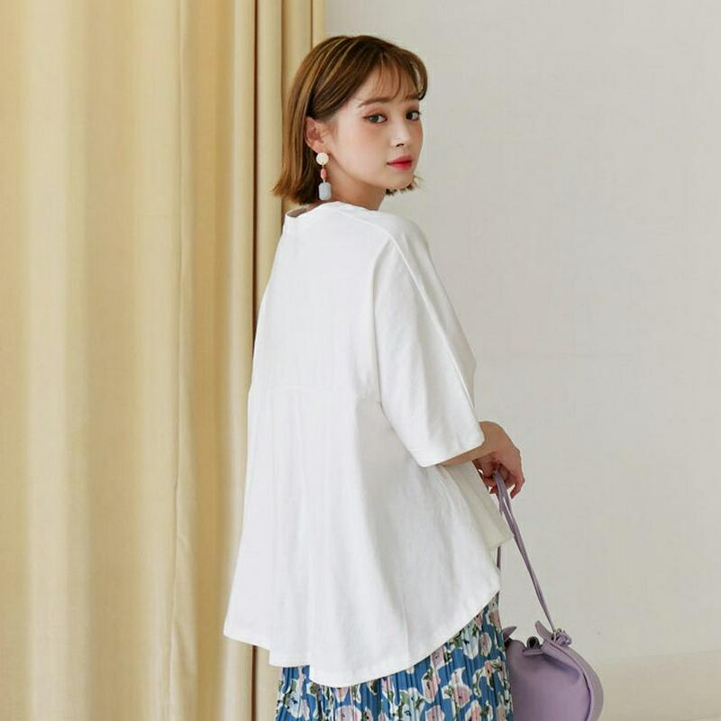 【新作10%OFF】ステッチフレアTシャツ・全4色・t60322 レディース【tops】【韓国 ファッション トップス Tシャツ