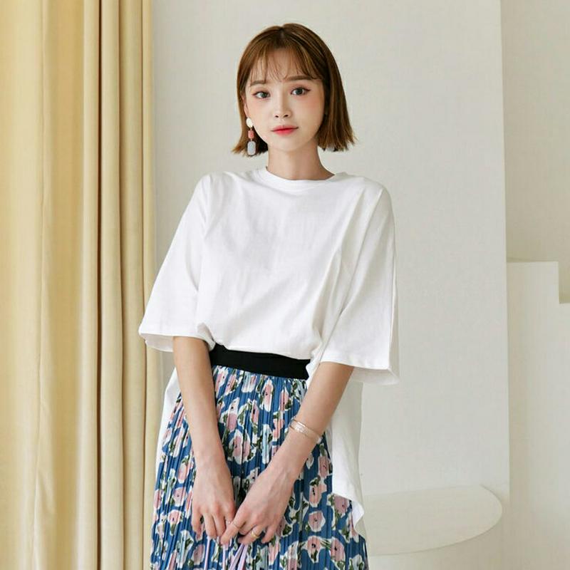 【新作10%OFF】ステッチフレアTシャツ・全4色・t60322 レディース【tops】【韓国 ファッション トップス Tシャツ