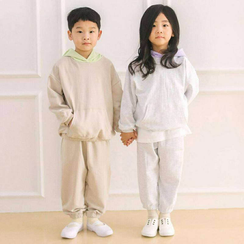 【只今20%OFF】カラーブロックフーディ上下SET・u04229・キッズ 【3~8才】【SET】【韓国 ファッション セットア