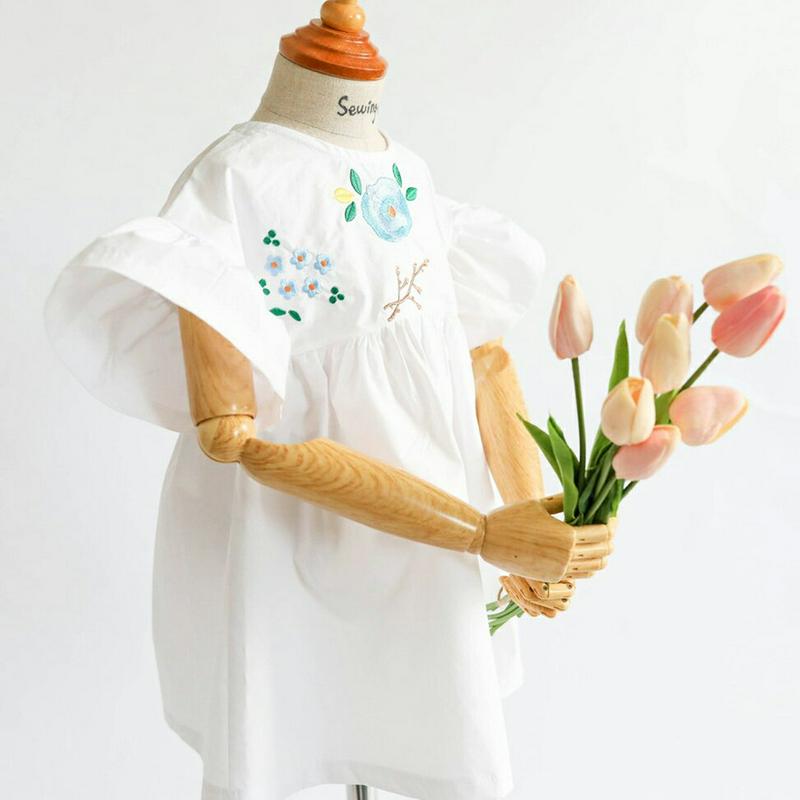 【只今20%OFF】刺繍ポイントワンピース・u04238・キッズ 【3~8才】【ops】【韓国 ファッション ワンピース ショー