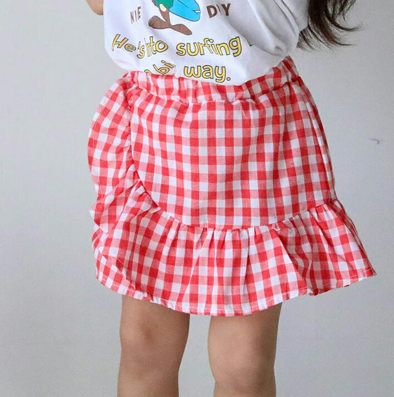 【只今20%OFF】ギンガムチェックラップパンツ u03168・キッズ 【3~8才】【pt】【韓国 ファッション ボトムス スカ