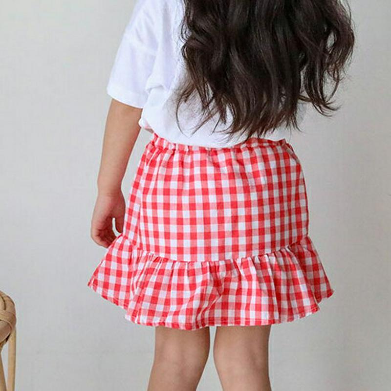 【只今20%OFF】ギンガムチェックラップパンツ u03168・キッズ 【3~8才】【pt】【韓国 ファッション ボトムス スカ