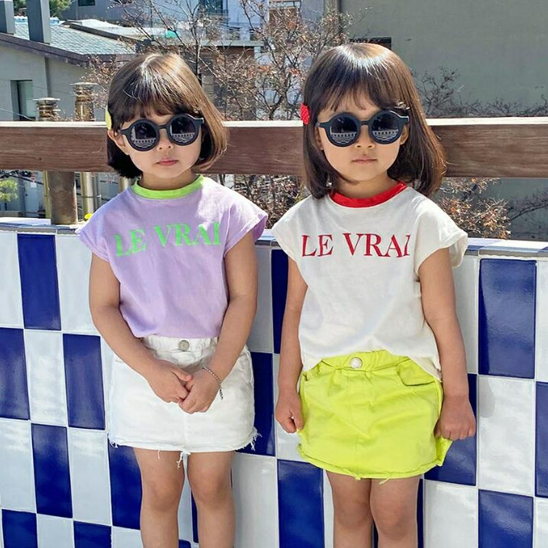 【只今20%OFF】配色レタリングショートスリーブTシャツ u03288・キッズ 【3~8才】【tops】【韓国 ファッション 