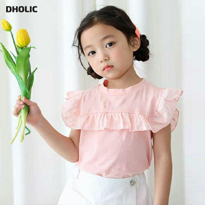 【只今20%OFF】パンチングレースポイントTシャツ u03118・キッズ 【3~8才】【tops】【韓国 ファッション トップ