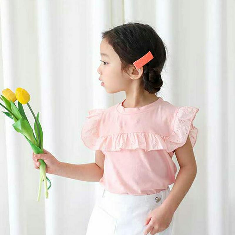 【只今20%OFF】パンチングレースポイントTシャツ u03118・キッズ 【3~8才】【tops】【韓国 ファッション トップ