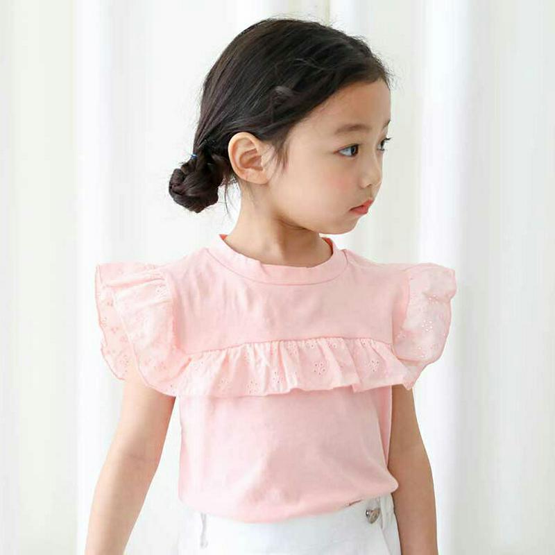 【只今20%OFF】パンチングレースポイントTシャツ u03118・キッズ 【3~8才】【tops】【韓国 ファッション トップ