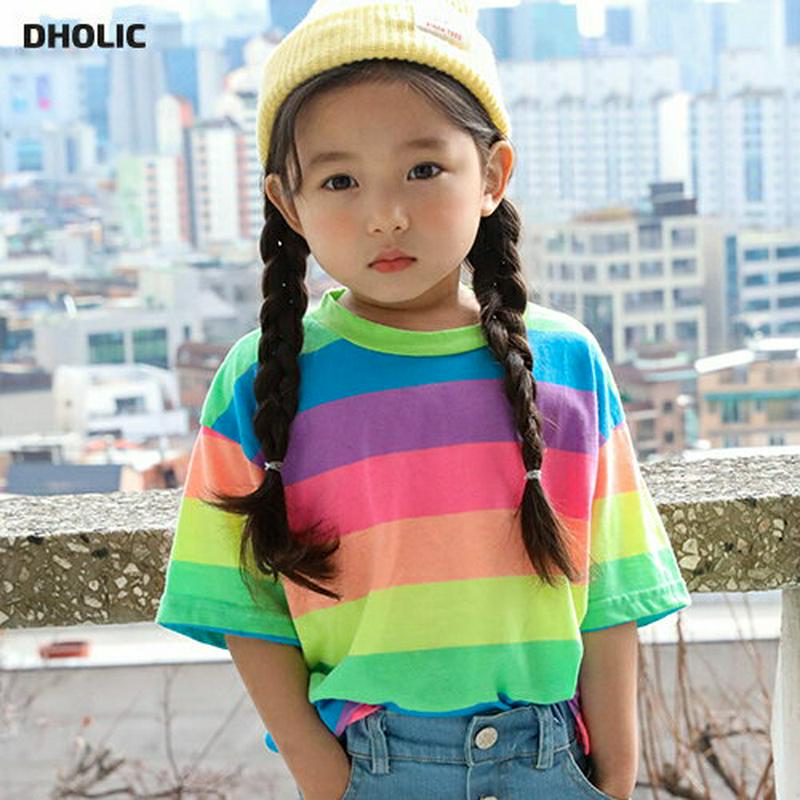 【只今20%OFF】レインボー半袖Tシャツ u03114・キッズ 【3~8才】【tops】【韓国 ファッション トップス Tシャ