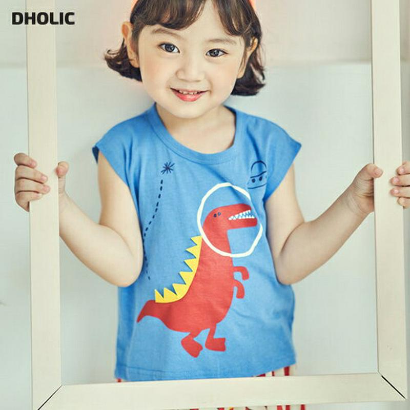 【只今20%OFF】テイルダイナソースリーブレス u03535・キッズ 【3~8才】【tops】【韓国 ファッション トップス 