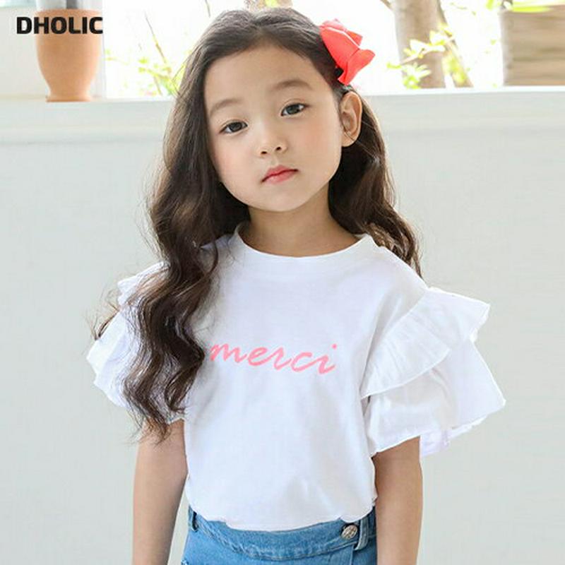【只今20%OFF】MERCIティアードスリーブTシャツ u03116・キッズ 【3~8才】【tops】【韓国 ファッション ト