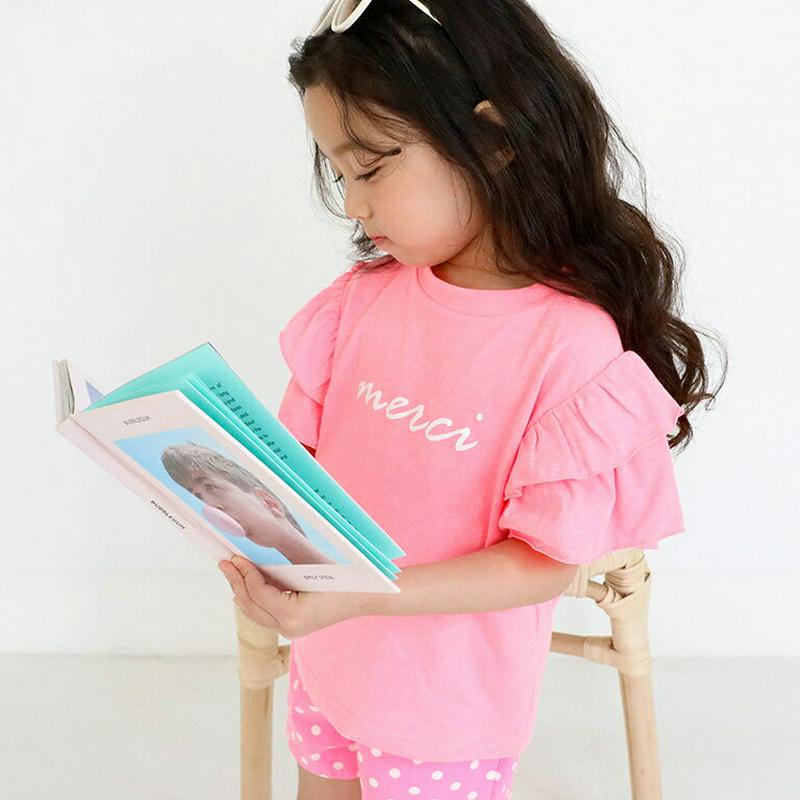 【只今20%OFF】MERCIティアードスリーブTシャツ u03116・キッズ 【3~8才】【tops】【韓国 ファッション ト