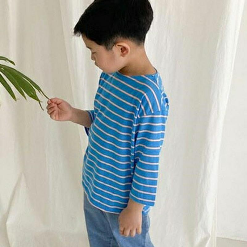 【只今20%OFF】7分丈ボーダーTシャツ・u04178・キッズ 【3~8才】【tops】【韓国 ファッション トップス Tシャ