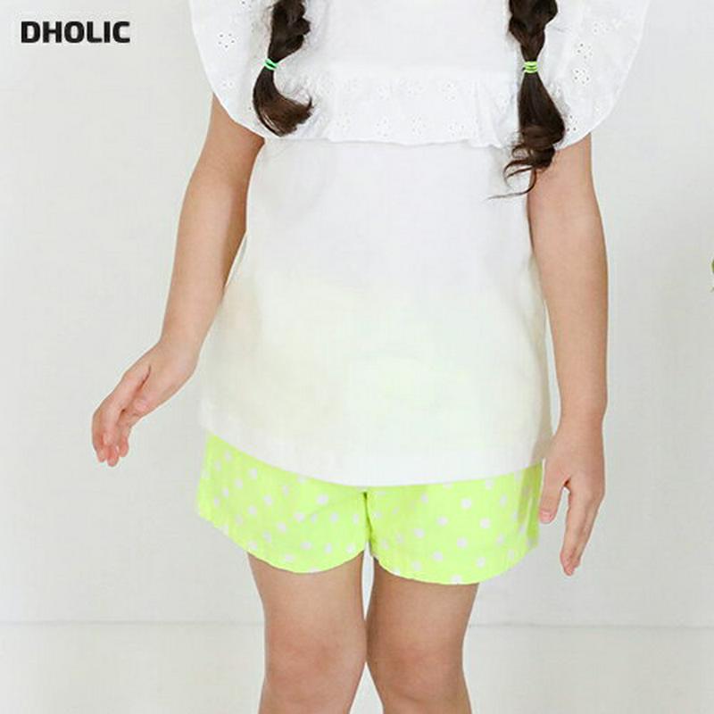 【只今20%OFF】ドット柄ネオンカラーパンツ u03105・キッズ 【3~8才】【pt】【韓国 ファッション ボトムス パンツ