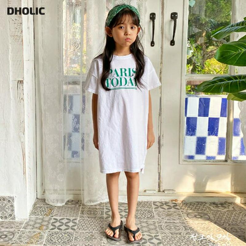 【只今20%OFF】PARIS半袖ワンピース u03228・キッズ 【3~8才】【ops】【韓国 ファッション ワンピース ミデ